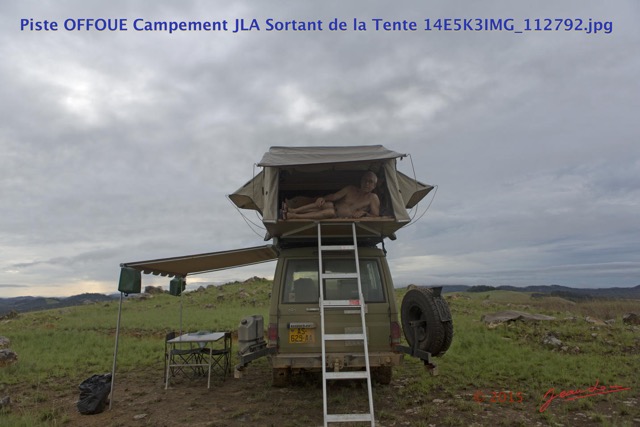 167 Piste OFFOUE Campement JLA Sortant de la Tente 14E5K3IMG_112792wtmk.JPG